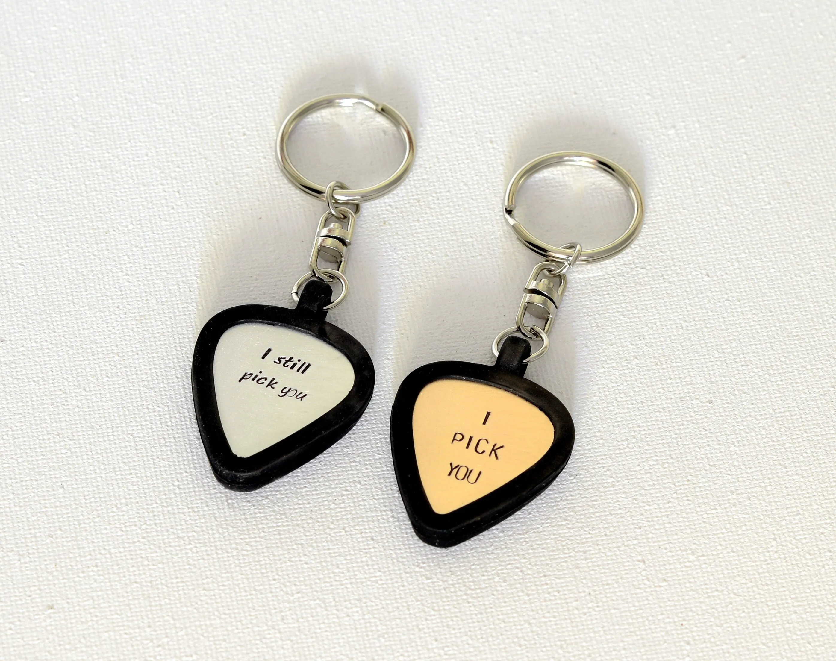 Personalized I still pick you guitar pick keychains for couples