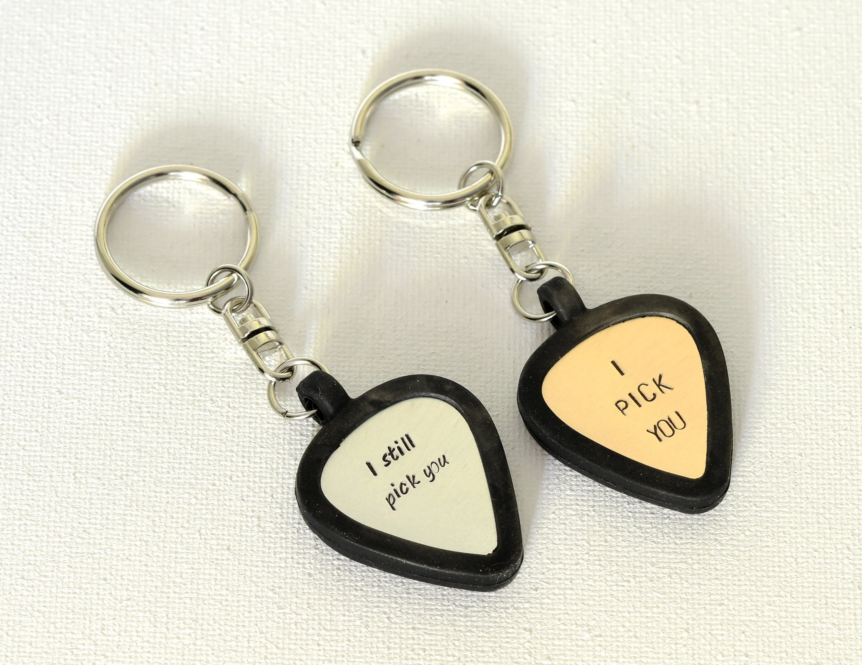 Personalized I still pick you guitar pick keychains for couples