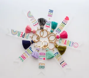 Personalized Name keychain, Custom Name Tag, Colorful tassel keychain, Customizable keychain, Bridal Party gifts, Bulk keychain,