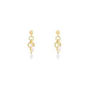 Peta Freshwater Pearl Earrings - Gold