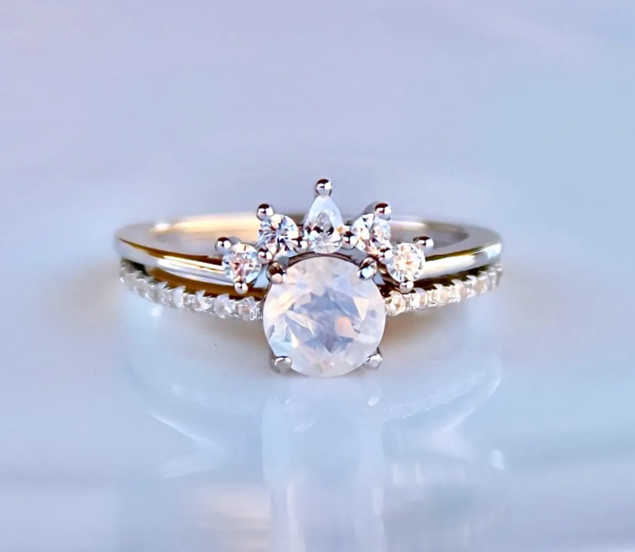 Petite Ava Moonstone Ring Set
