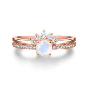 Petite Ava Moonstone Ring Set