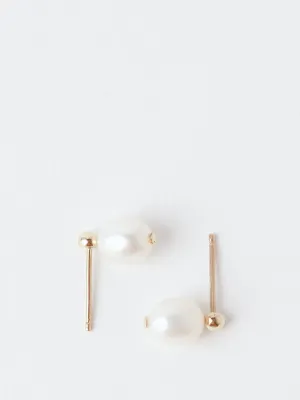 Petite Oval Pearl Studs