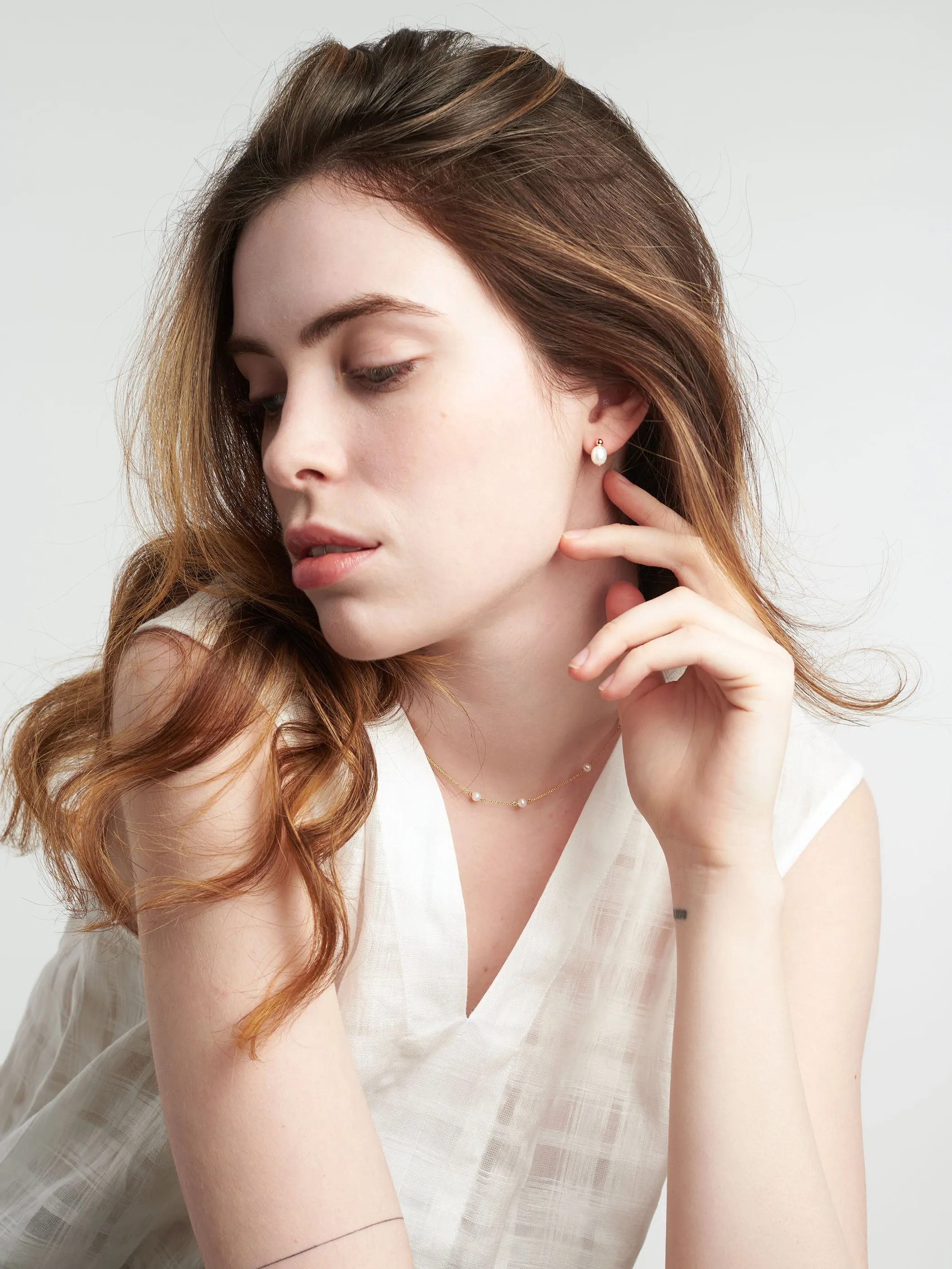 Petite Oval Pearl Studs