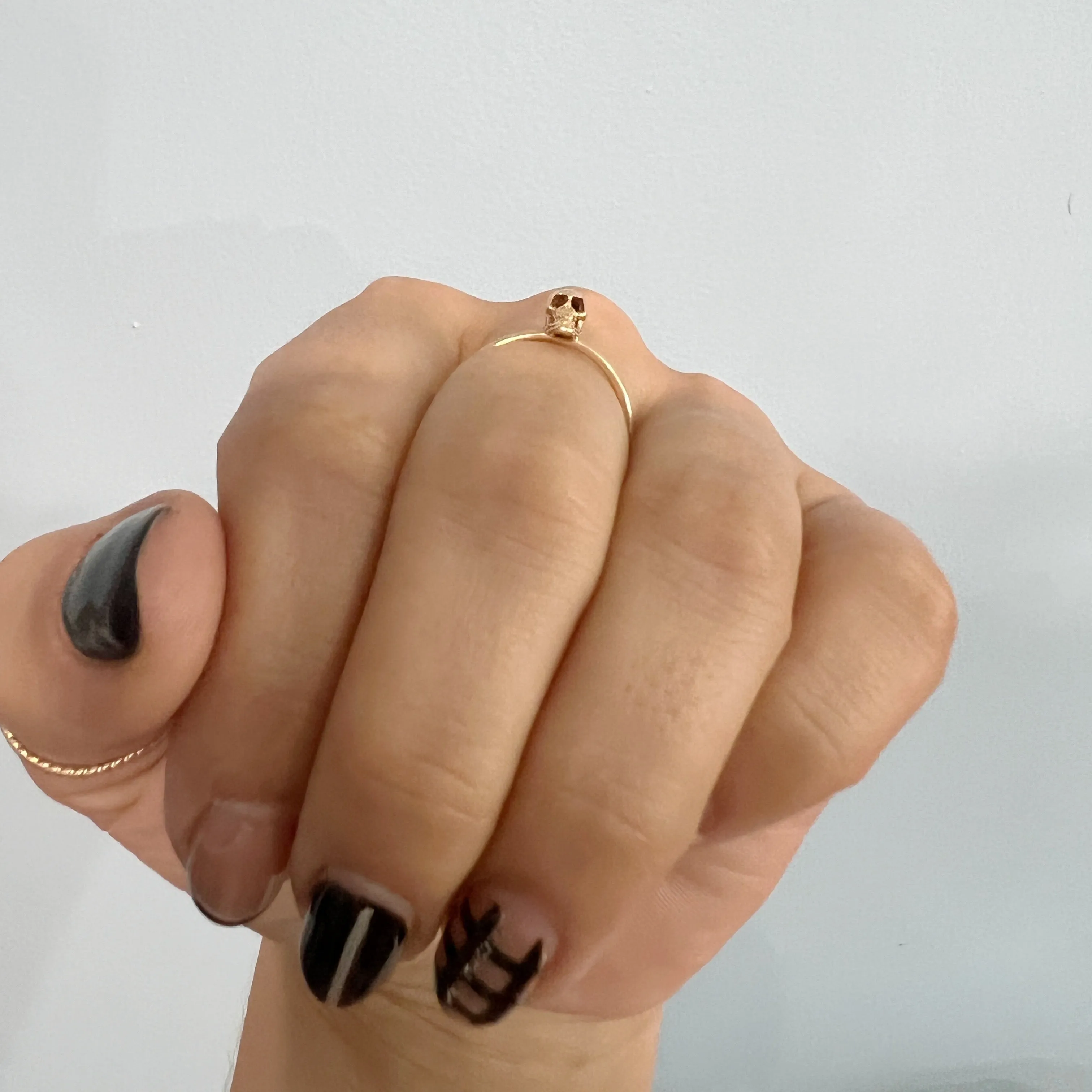 Petite Skull Stacking Ring in 14k Yellow Gold