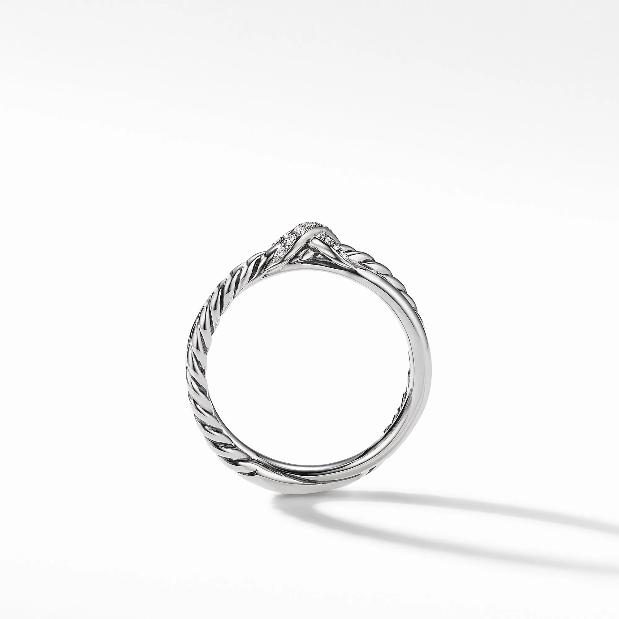 Petite X Ring with Pavé Diamonds, Size 8