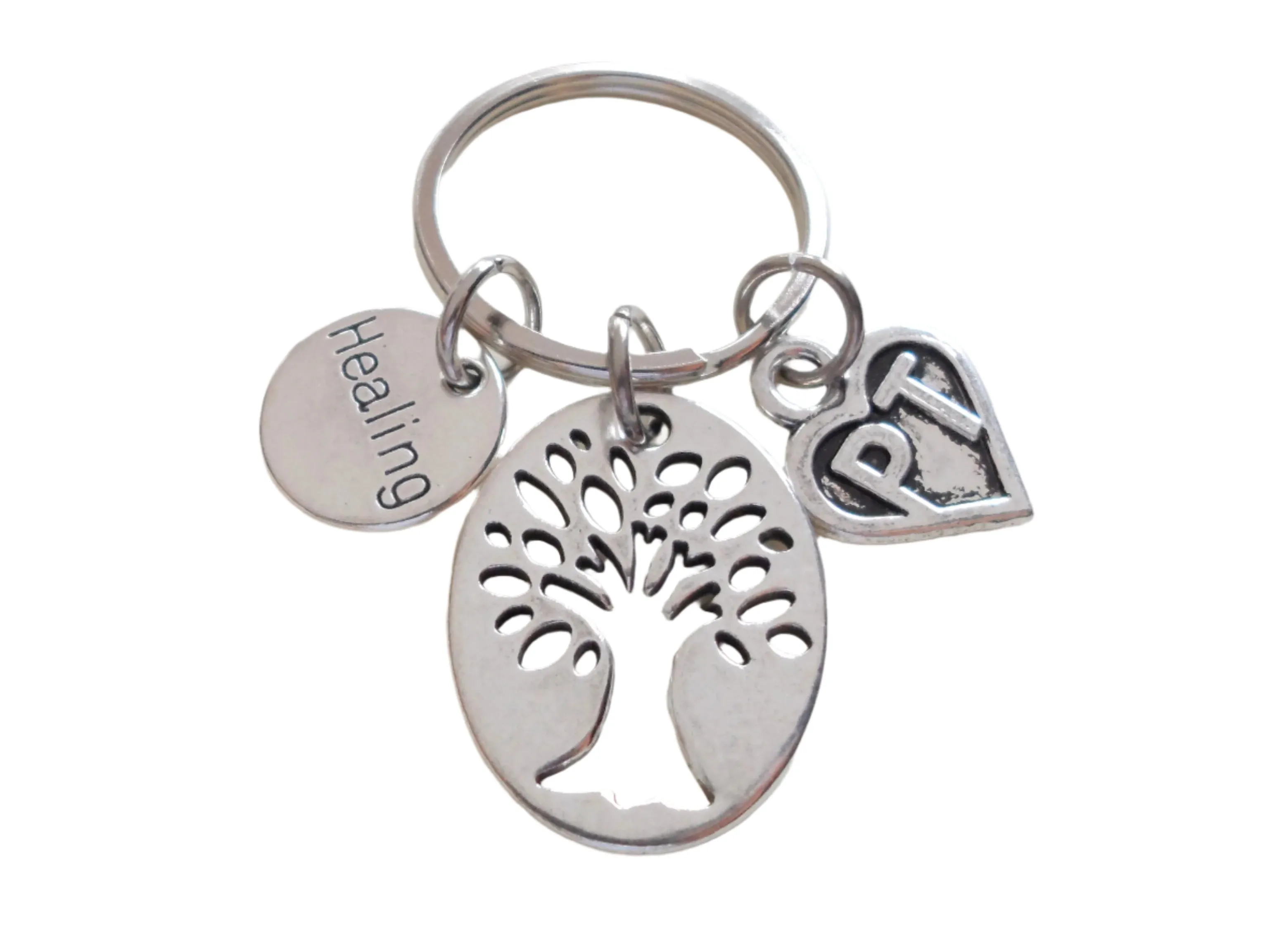 Physical Therapist Appreciation Gift Keychain for PT, Thank You Gift for Physical Therapist Staff, Healing & Tree Charm