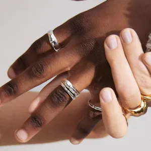 Pilgrim Asher Adjustable Set of 4 Rings, Silver