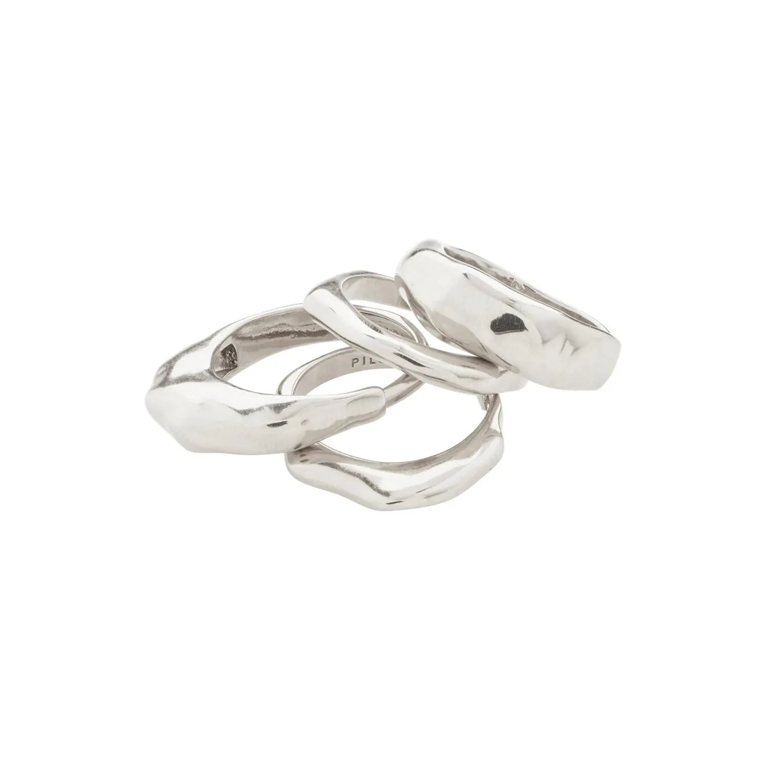 Pilgrim Asher Adjustable Set of 4 Rings, Silver