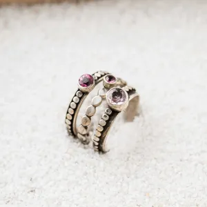 Pink and Purple Spinel Stacking Rings, Set of 3