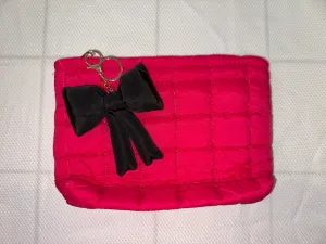 Pink Puffy Case with Bow Key Chain