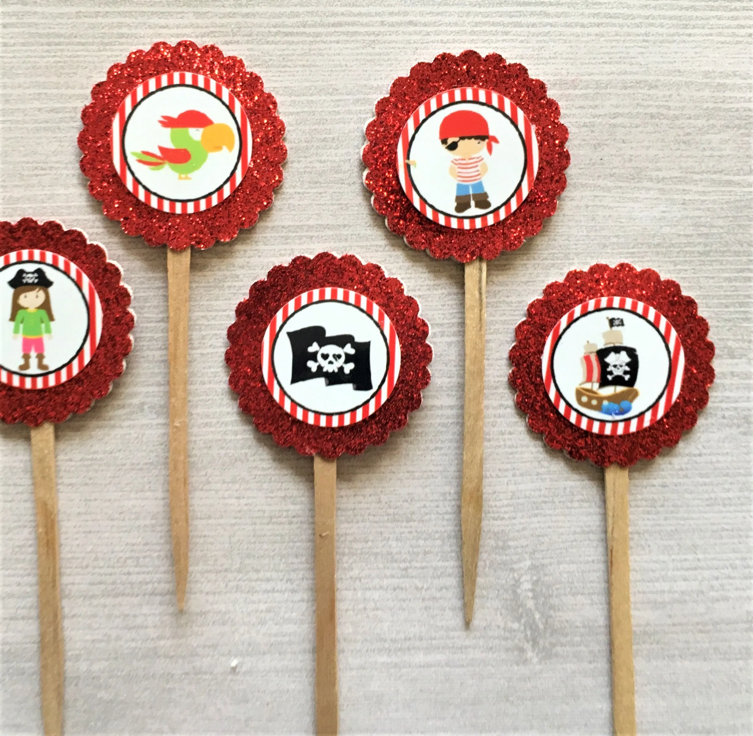 Pirate Cupcake Toppers, Set of 6