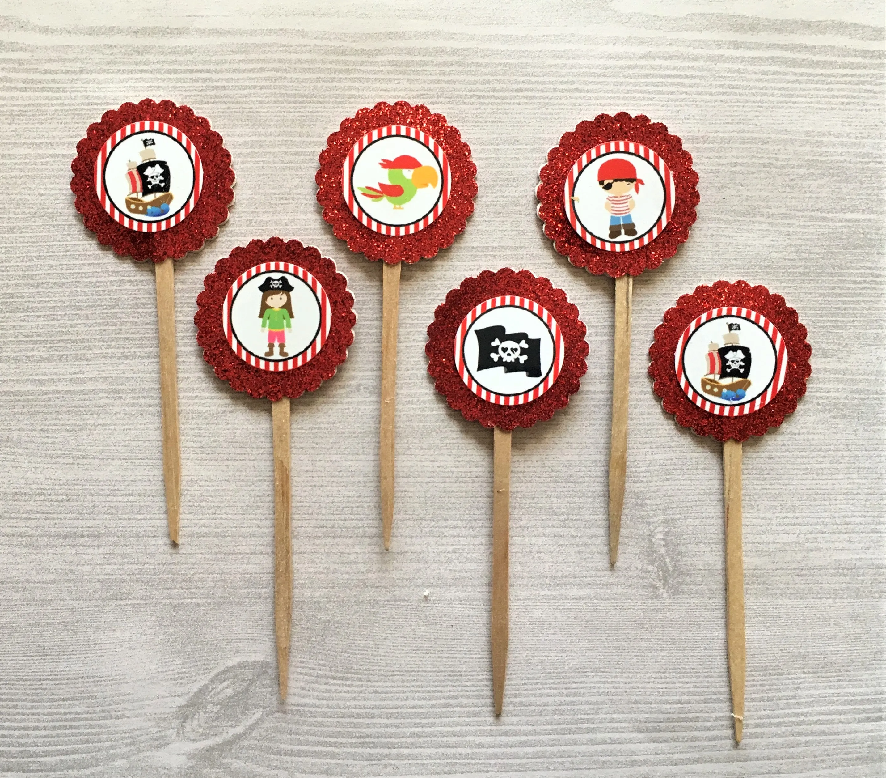 Pirate Cupcake Toppers, Set of 6