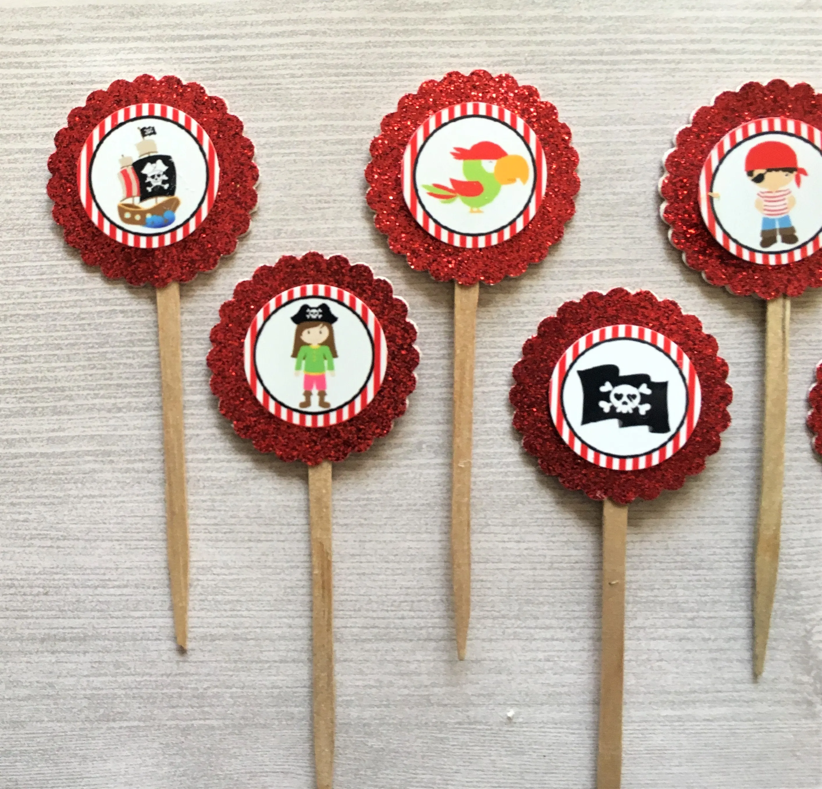 Pirate Cupcake Toppers, Set of 6
