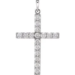 Platinum 1/4 CTW Natural Diamond Cross Pendant