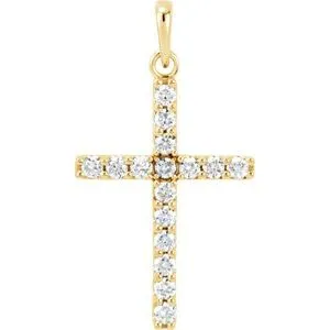 Platinum 1/4 CTW Natural Diamond Cross Pendant
