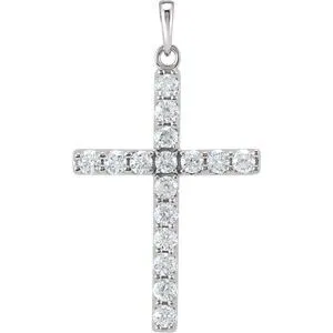 Platinum 1/4 CTW Natural Diamond Cross Pendant