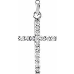 Platinum 1/4 CTW Natural Diamond Cross Pendant