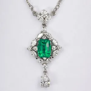 Platinum Ethiopian Emerald and Diamond Necklace 1.96cts