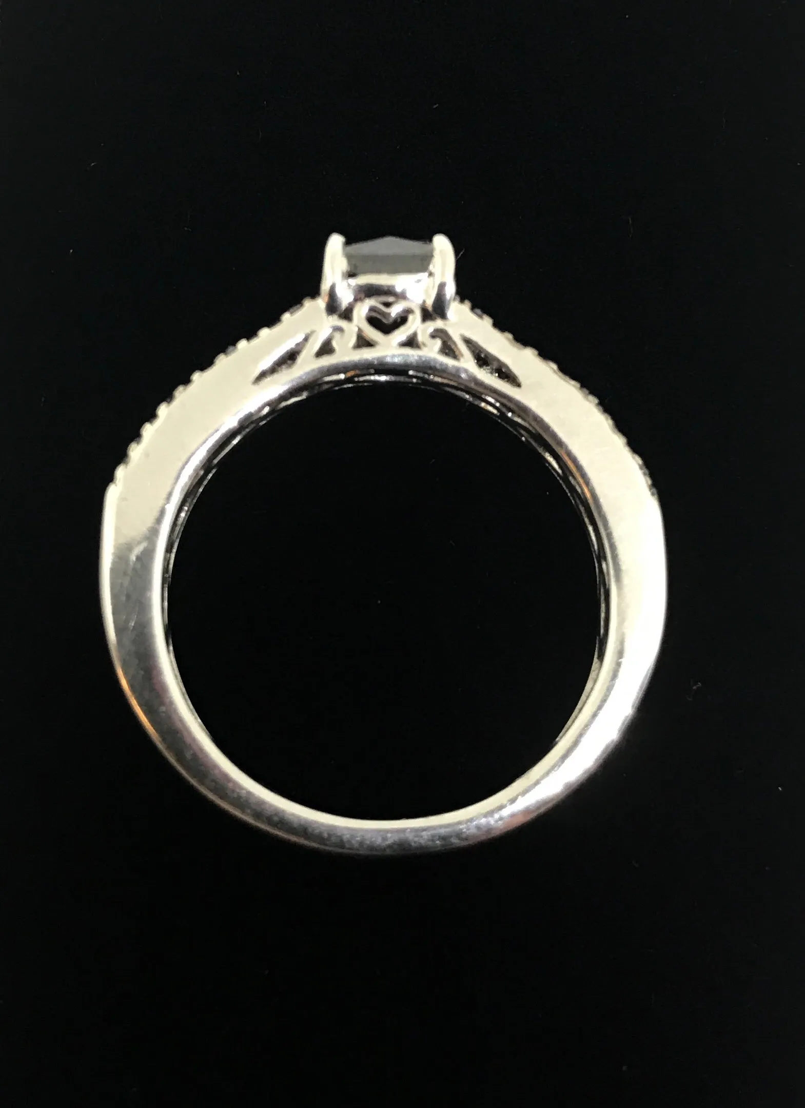Platinum over Sterling Silver Square Princess Cut BLACK DIAMOND Band Ring