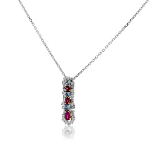 Platinum Red Emerald, Benitoite & Diamond Pendant
