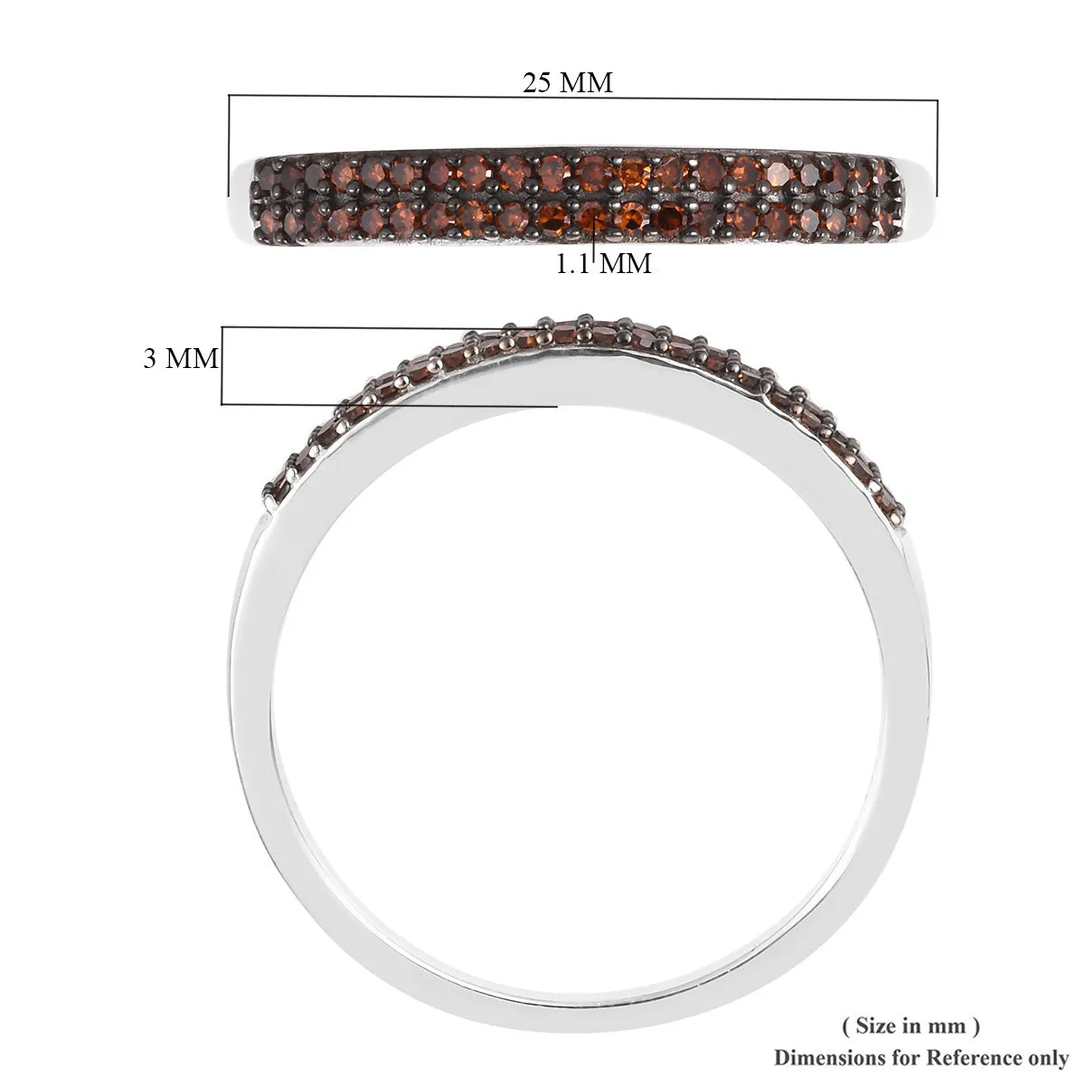 Platinum/Sterling Double Row .25ct Red DIAMOND Stackable Band Ring