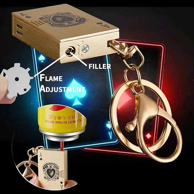 Playing Card Lighter Refillable Novelty Cool Keychains Lighter for Fireplace Candle Camping BBQ (Without Butane) (05)