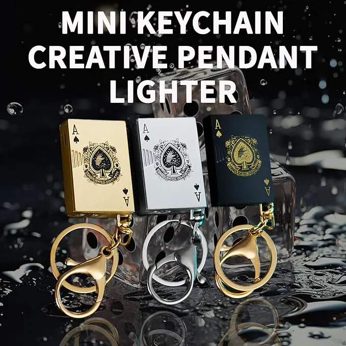 Playing Card Lighter Refillable Novelty Cool Keychains Lighter for Fireplace Candle Camping BBQ (Without Butane) (05)