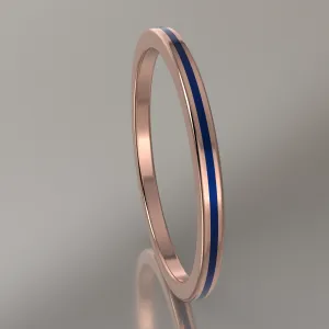 Polished Rose Gold 1.5mm Stacking Ring Dark Blue Resin