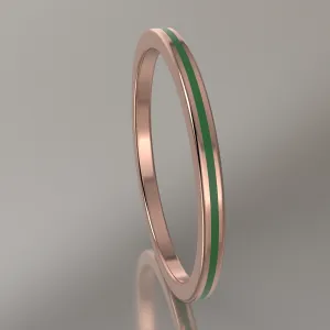 Polished Rose Gold 1.5mm Stacking Ring Transparent Green Resin