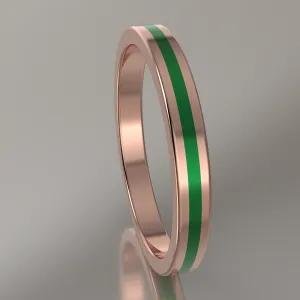 Polished Rose Gold 2.5mm Stacking Ring Green Resin