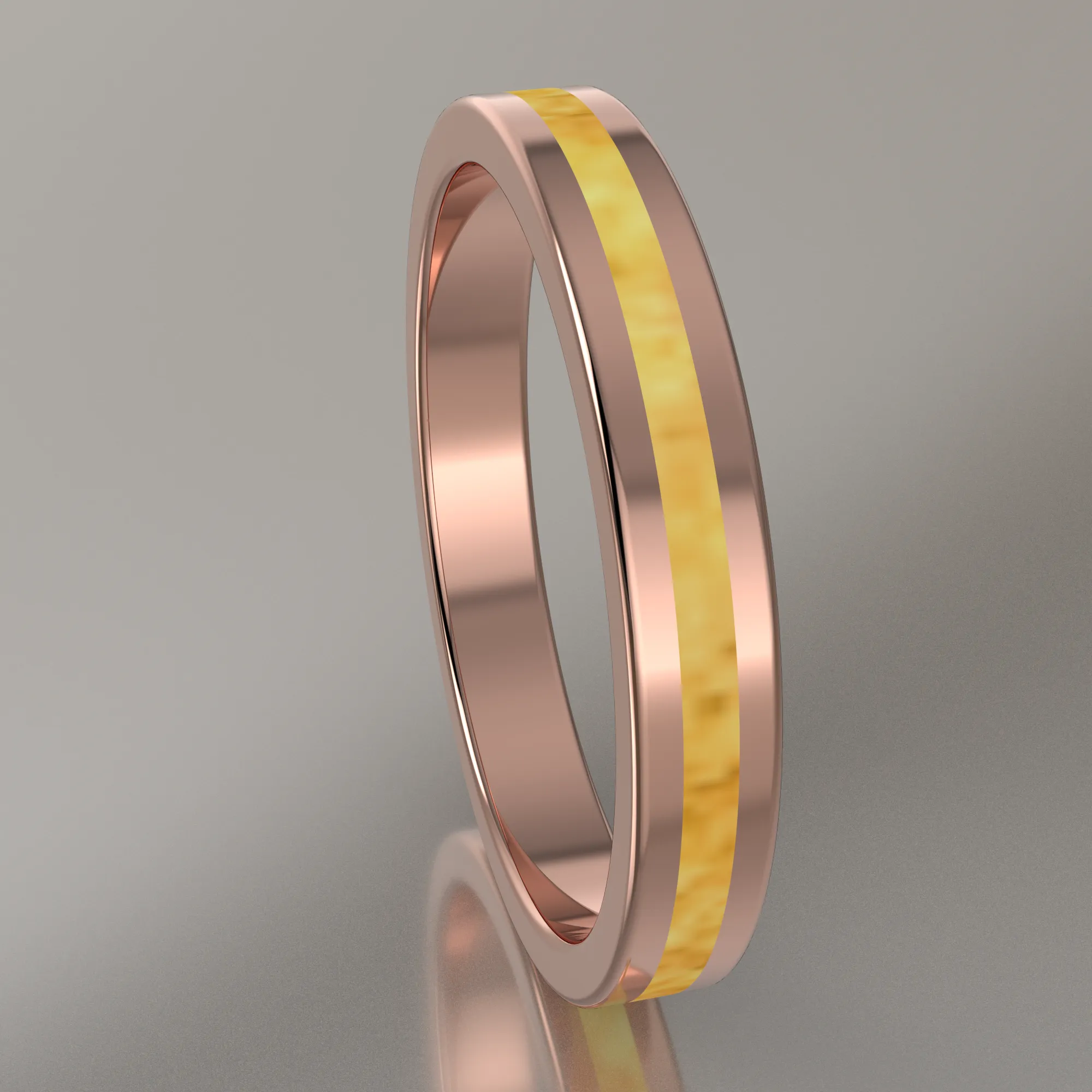 Polished Rose Gold 3mm Stacking Ring Shimmering Gold Resin