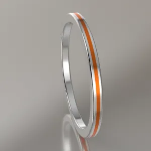 Polished Sterling Silver 1.5mm Stacking Ring Orange Resin