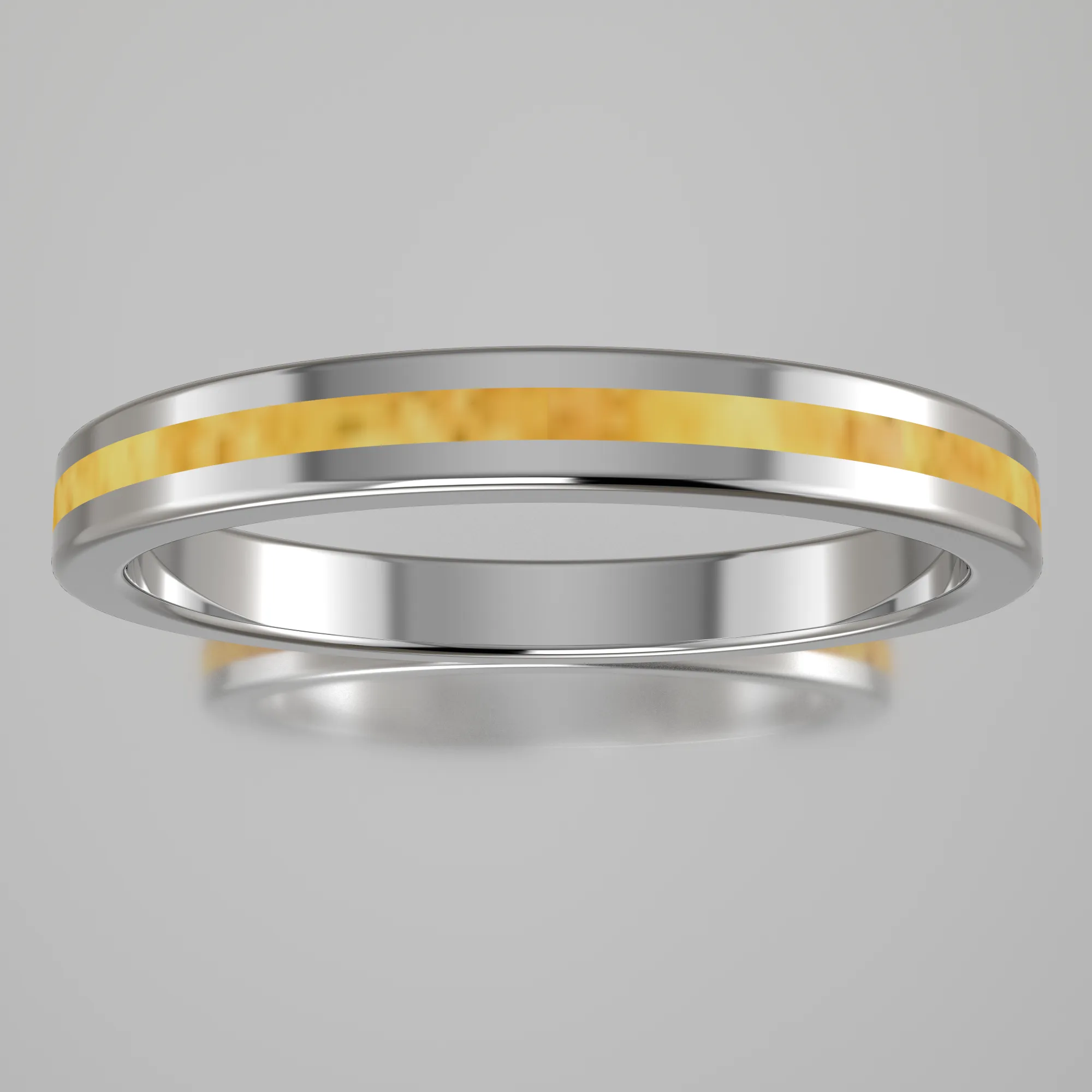 Polished Sterling Silver 2.5mm Stacking Ring Shimmer Gold Resin