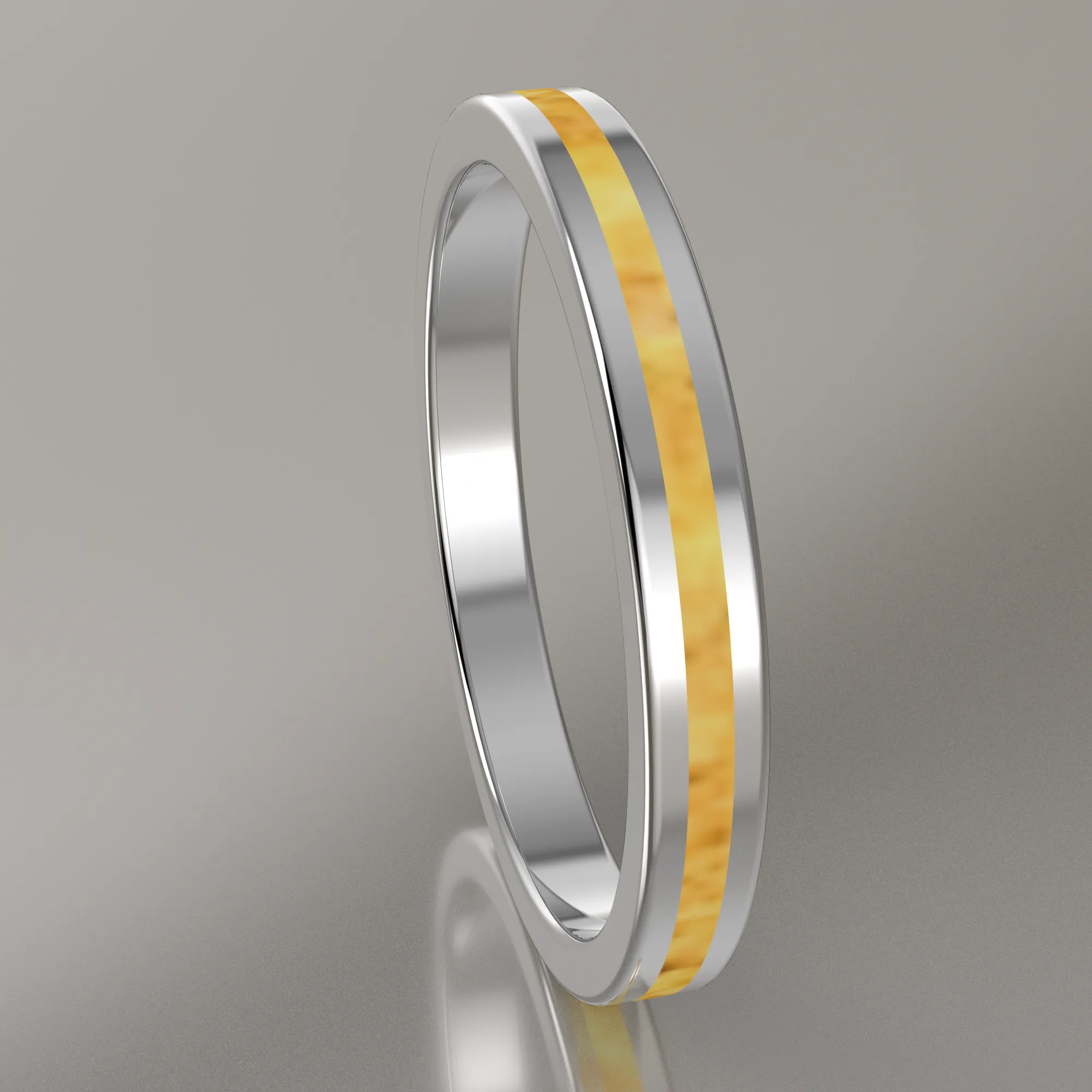 Polished Sterling Silver 2.5mm Stacking Ring Shimmer Gold Resin
