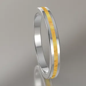 Polished Sterling Silver 2.5mm Stacking Ring Shimmer Gold Resin