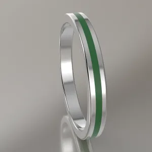 Polished Sterling Silver 2.5mm Stacking Ring Transparent Green Resin