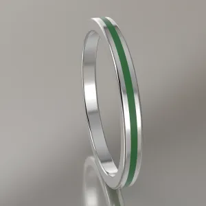 Polished Sterling Silver 2mm Stacking Ring Transparent Green Resin