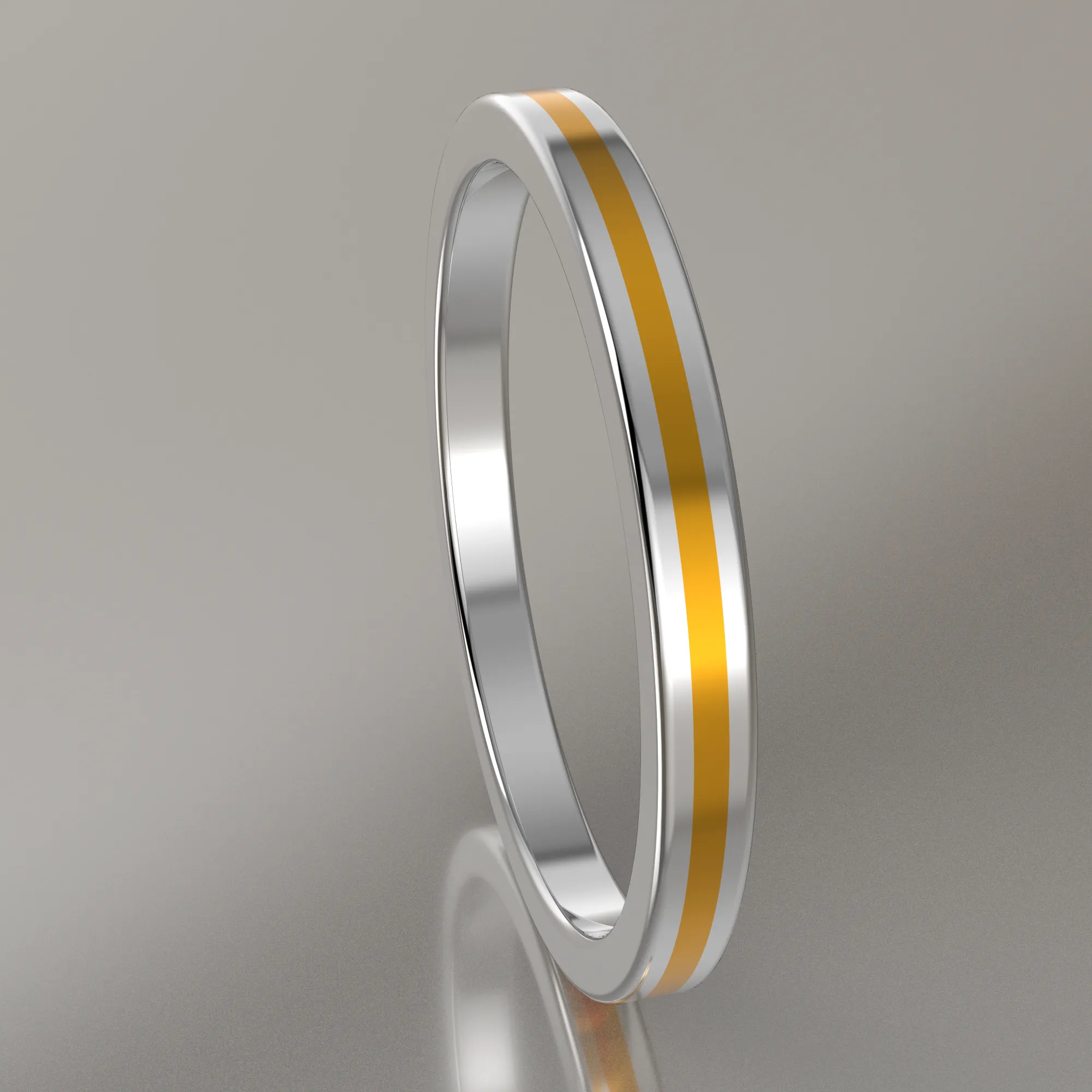 Polished Sterling Silver 2mm Stacking Ring Yellow Resin