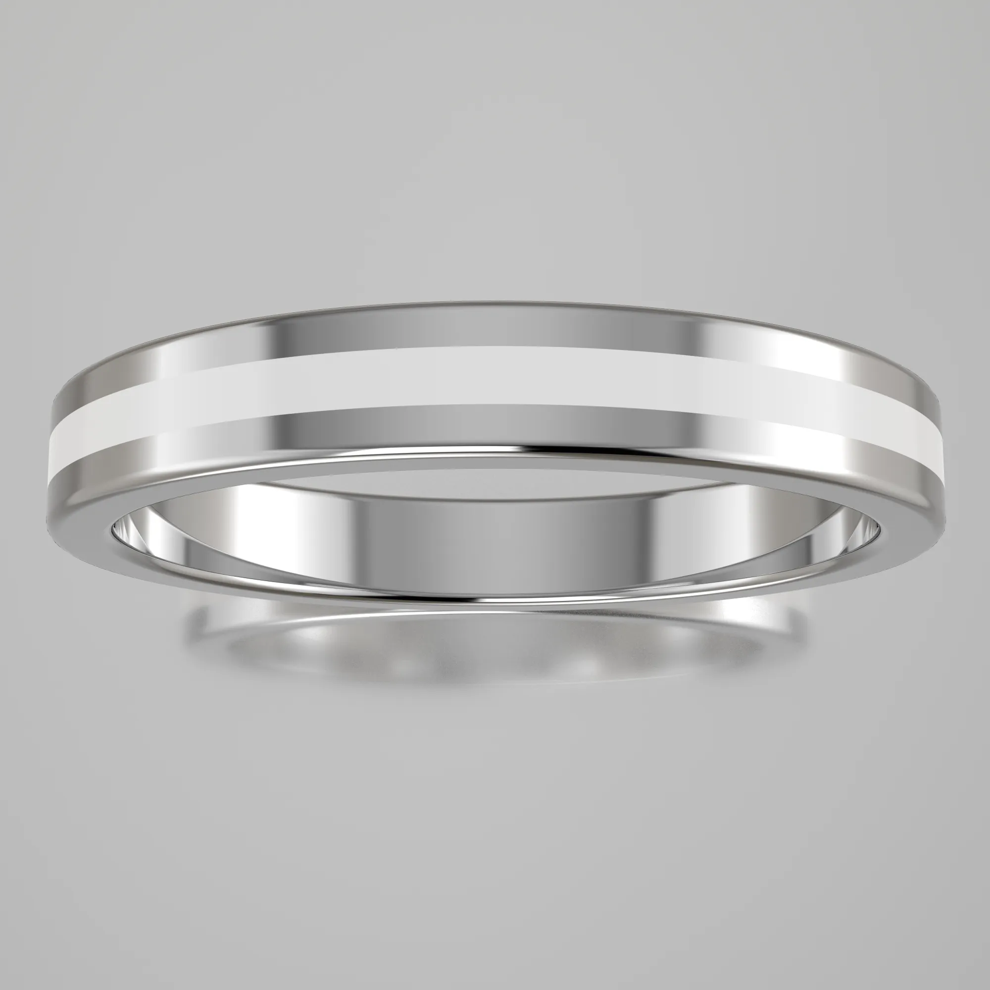 Polished White Gold 3mm Stacking Ring White Resin