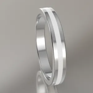 Polished White Gold 3mm Stacking Ring White Resin