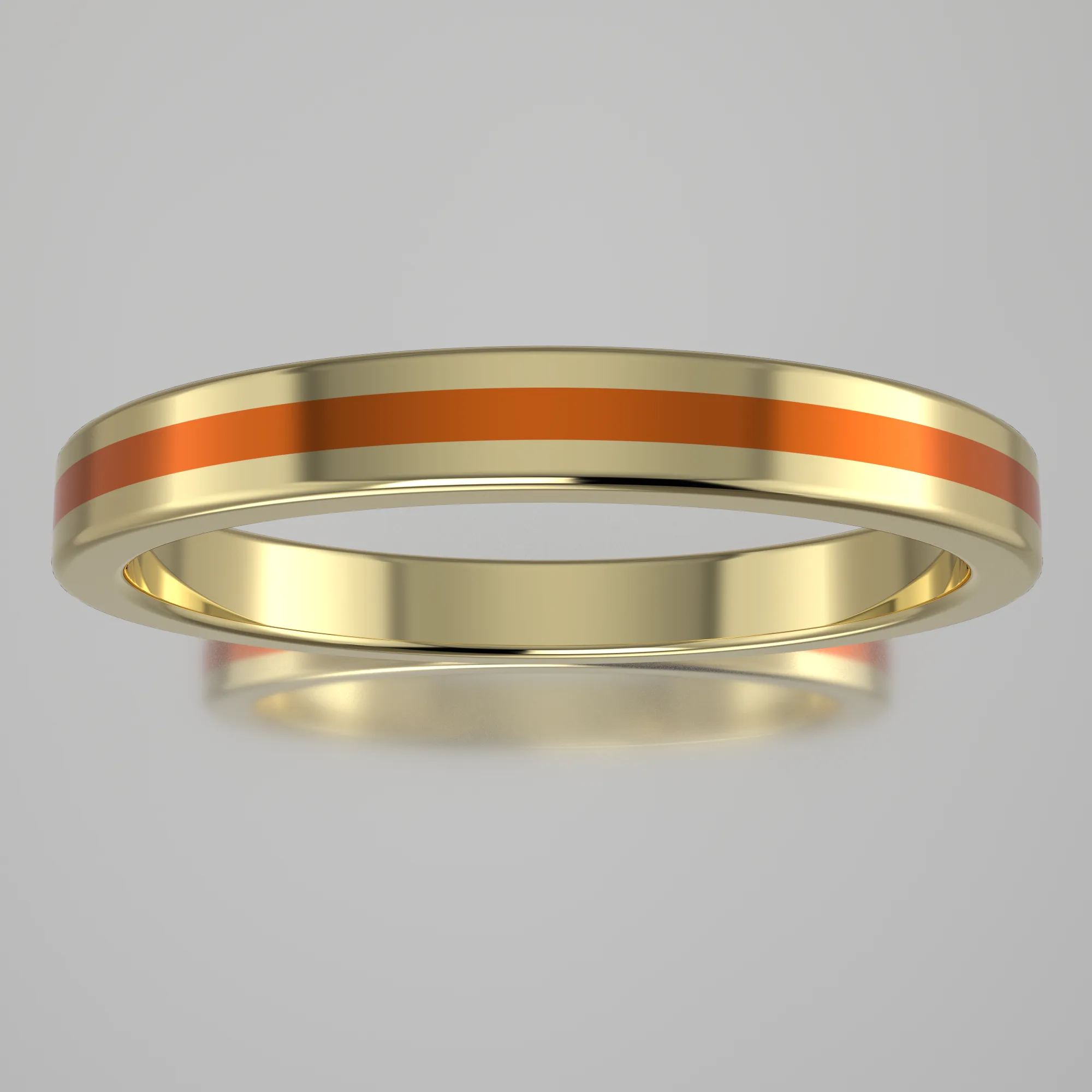 Polished Yellow Gold 2.5mm Stacking Ring Orange Resin