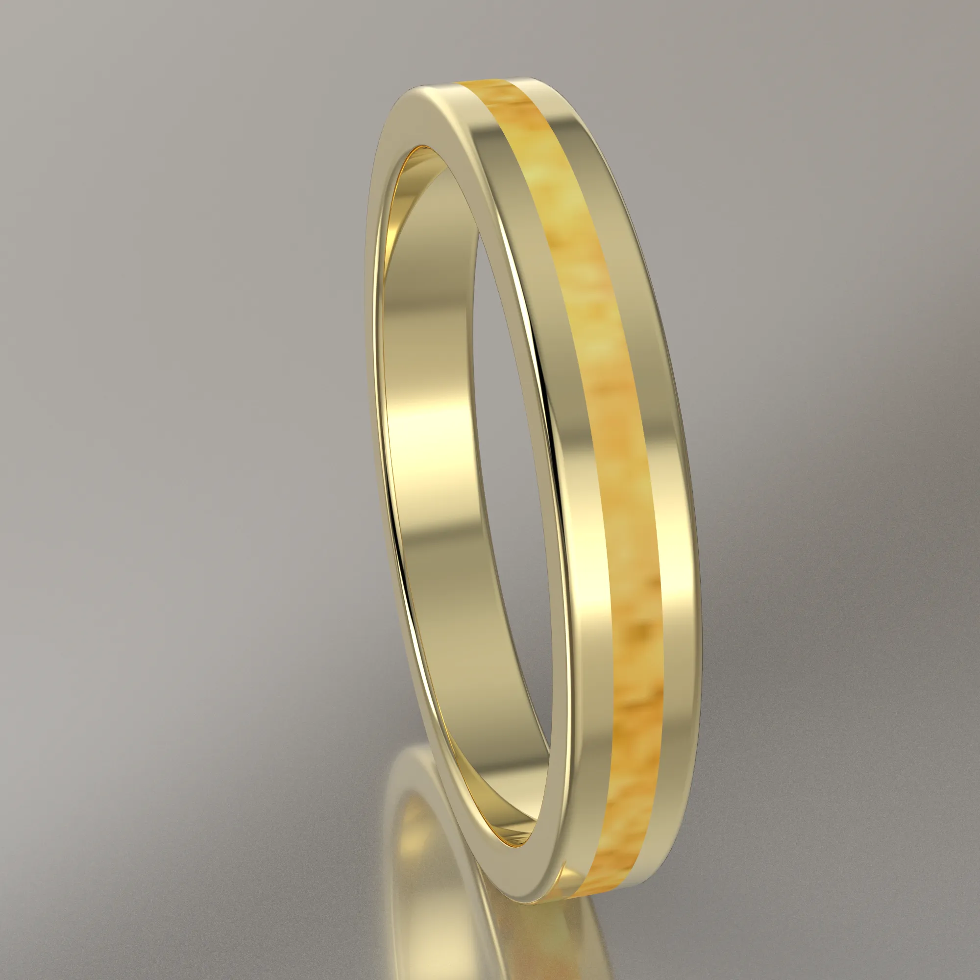 Polished Yellow Gold 3mm Stacking Ring Shimmering Gold Resin