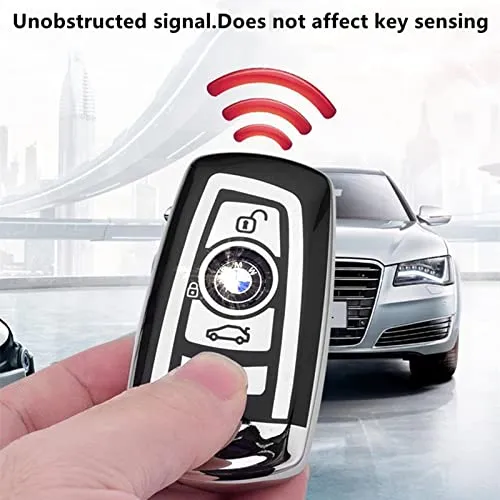 Preferred car products For BMW key fob cover. Advanced soft TPU key box is compatible with X1 X3 X4 X5 X6 1 2 4 5 6 7 M3 M5 M6 GT3 GT5 G30 F10 F15 F16 F20 key (Type A Blue Key Case   key chain set)