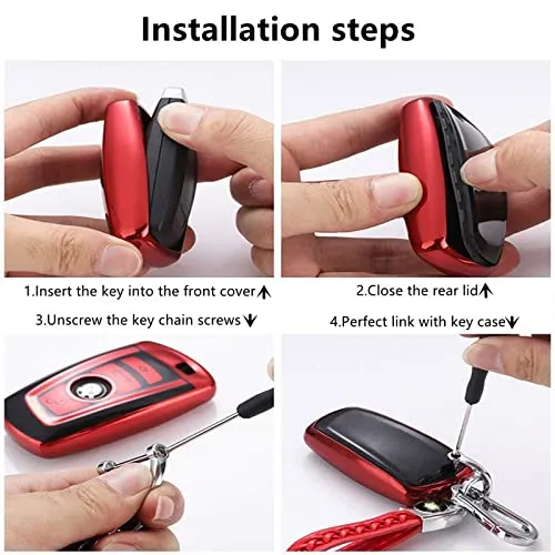 Preferred car products For BMW key fob cover. Advanced soft TPU key box is compatible with X1 X3 X4 X5 X6 1 2 4 5 6 7 M3 M5 M6 GT3 GT5 G30 F10 F15 F16 F20 key (Type A Blue Key Case   key chain set)