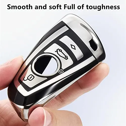 Preferred car products For BMW key fob cover. Advanced soft TPU key box is compatible with X1 X3 X4 X5 X6 1 2 4 5 6 7 M3 M5 M6 GT3 GT5 G30 F10 F15 F16 F20 key (Type A Blue Key Case   key chain set)