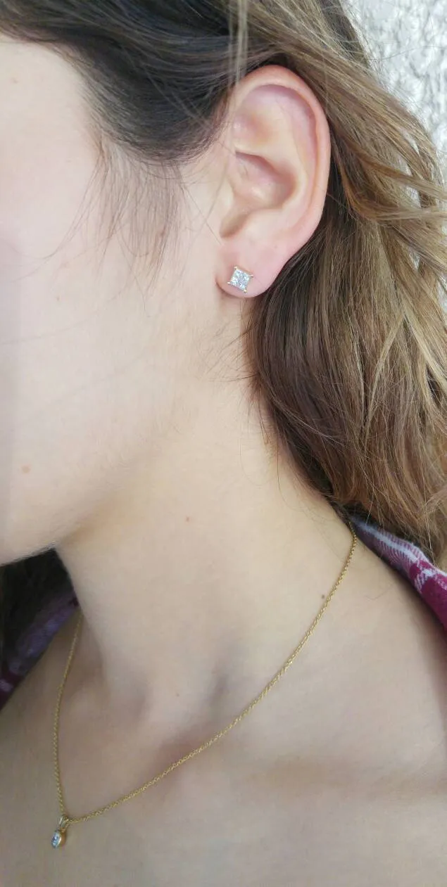 Princess Unisex Diamond Earrings