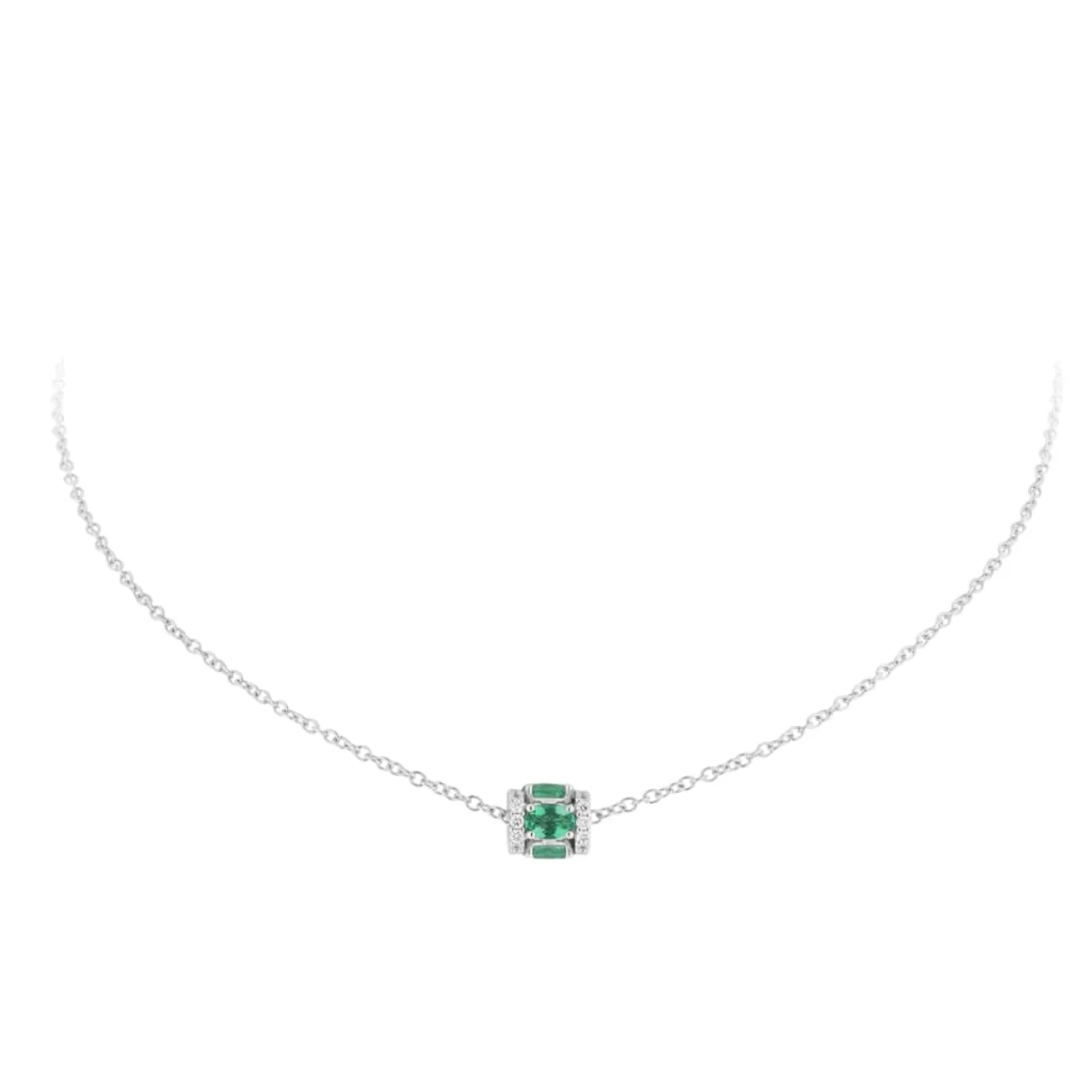 Procida 18K White Gold Emerald Pendant