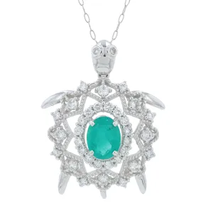 PT900/850 .83 CT Emerald Turtle Pendant