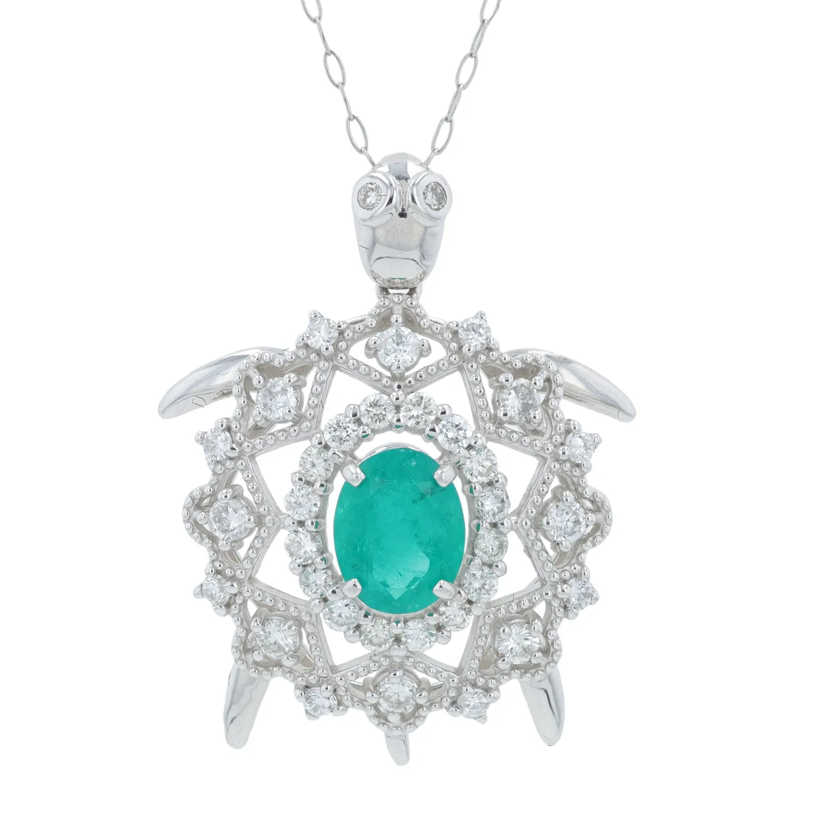 PT900/850 .83 CT Emerald Turtle Pendant